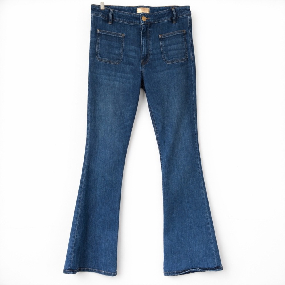 Kut from the Kloth Flare Jeans Womens 10 Blue Denim High Rise Patch Pocket Pants